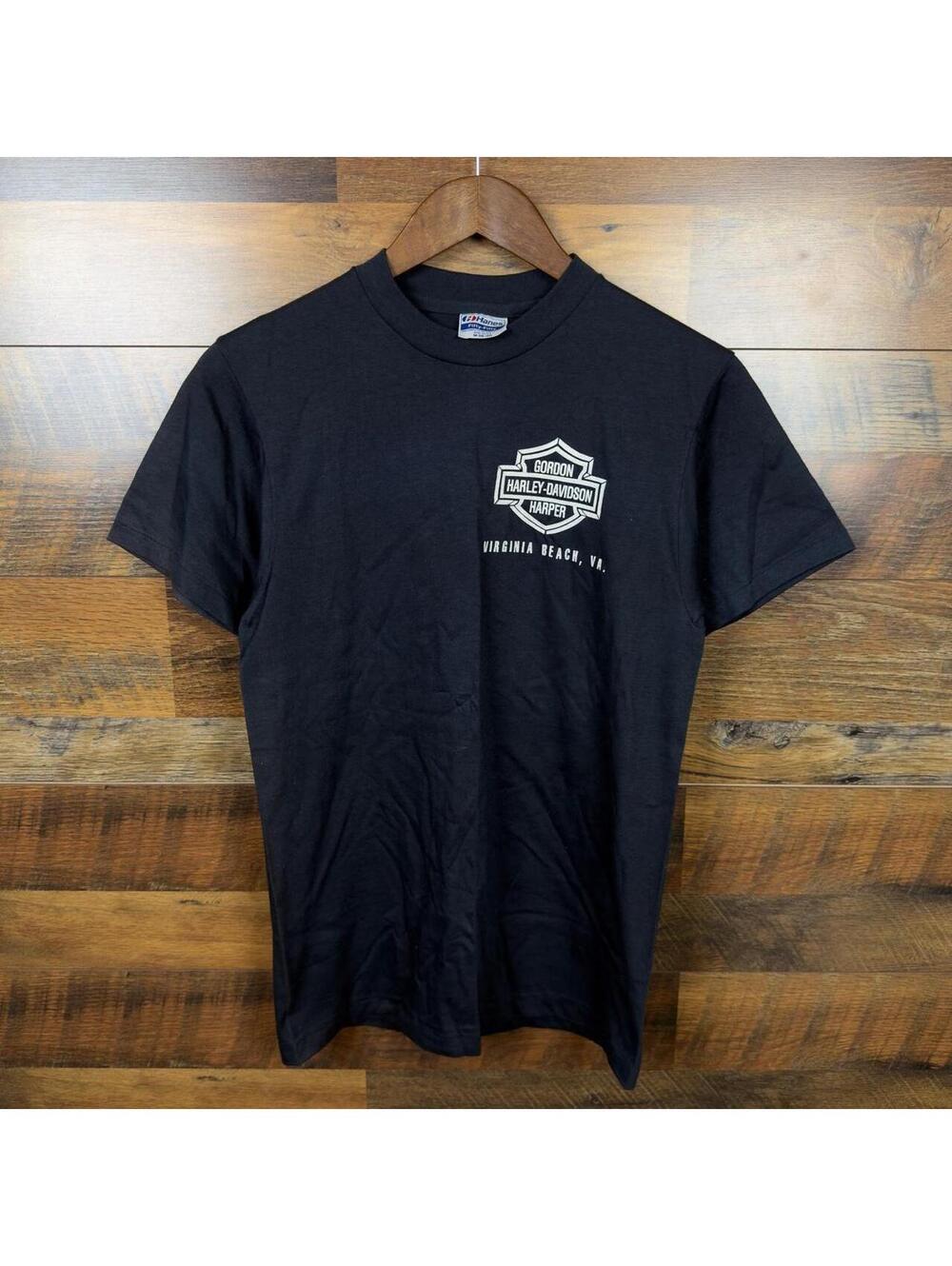 Vintage 80s Harley Davidson Gordon Harper Virginia Beach T-Shirt Medium Hanes